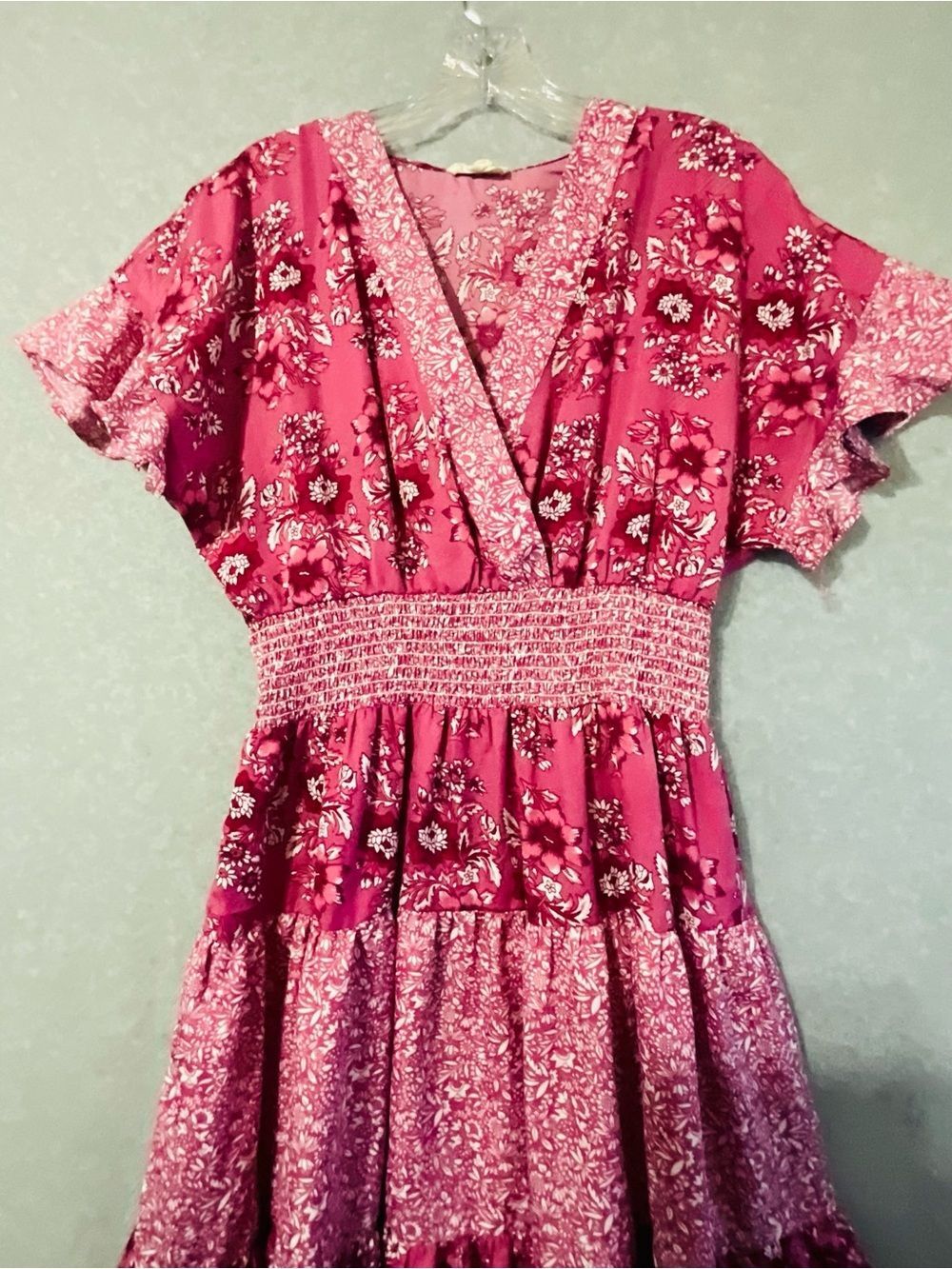 King roads woman  Floral Tiered Dress in Pink Sz S - Picture 5 of 9